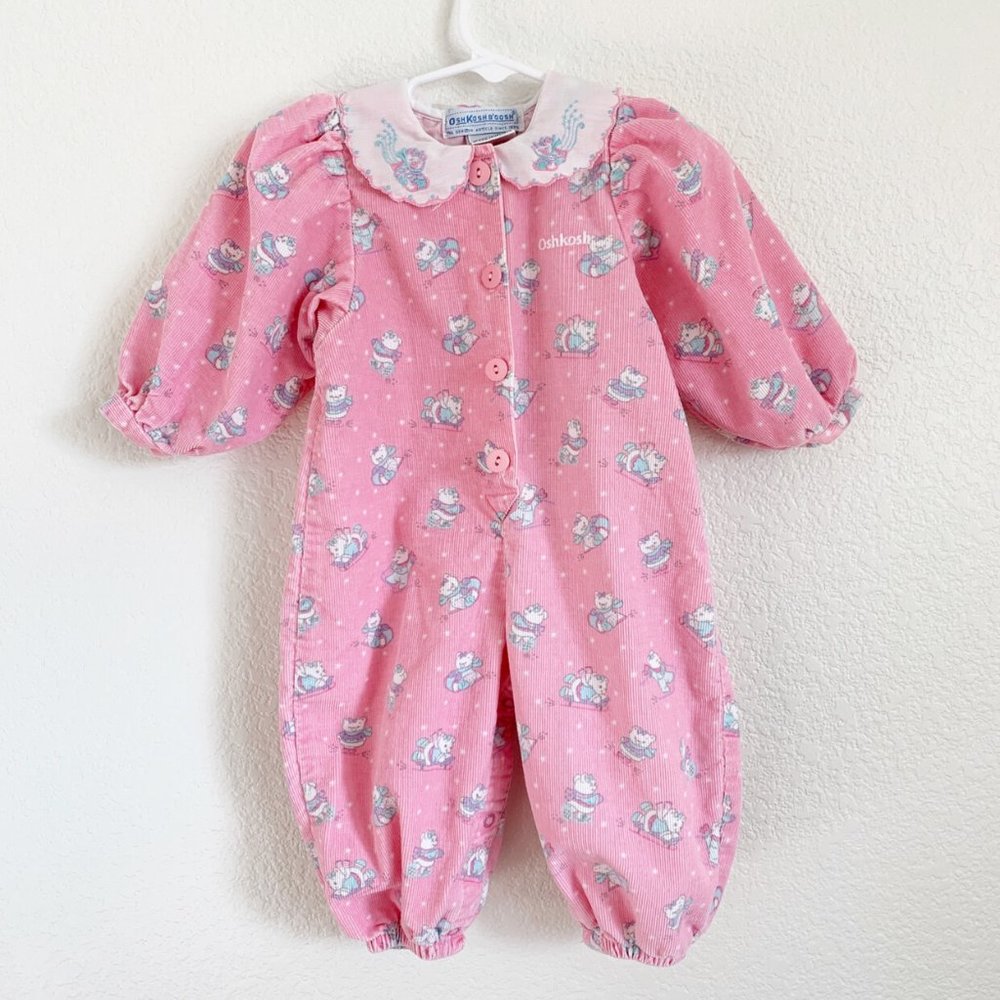 Vintage Oshkosh Bubble Romper Corduroy Snow Bears